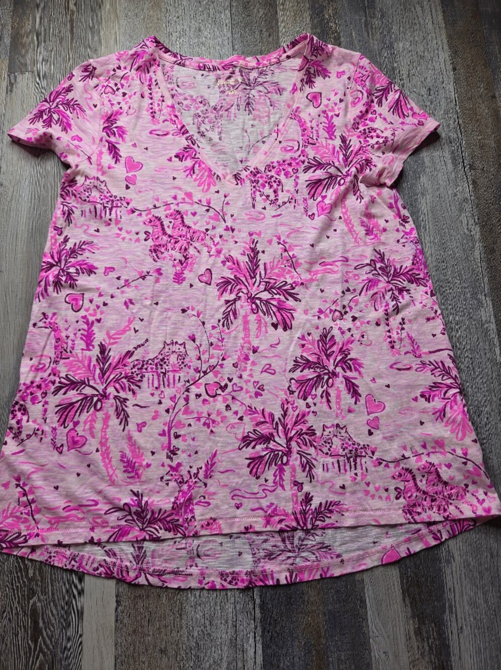 Lilly Pulitzer V-Neck Top Pink Magenta Small